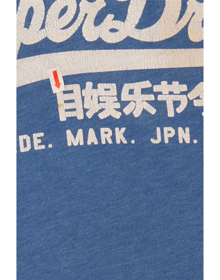 Pulover cu glugă cu grafic Superdry pentru bărbați, mare, albastru, bumbac