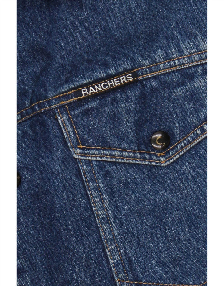 Jachetă din denim Sherpa pentru bărbați vintage UK 38, albastru mediu