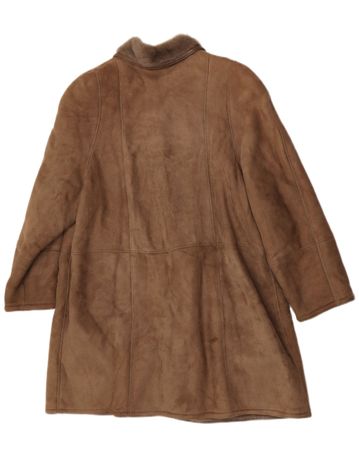 Palton supradimensionat din shearling pentru femei Skinni IT 50 XL maro din shearling