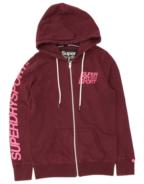 Pulover Superdry Graphic Zip pentru femei UK 6 XS Maroon Bumbac