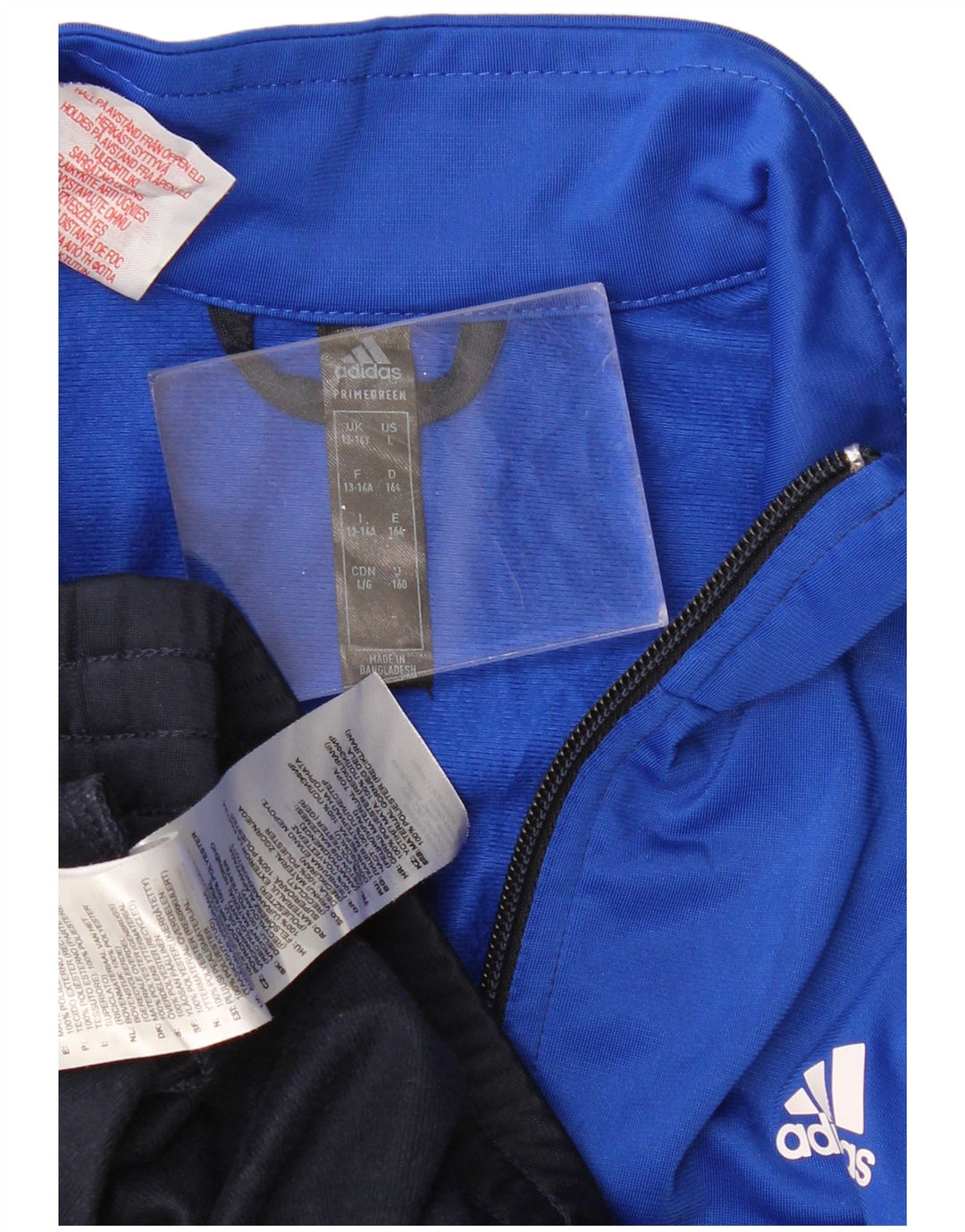 Jachetă de trening pentru băieți ADIDAS 13-14 ani, albastru bleumarin, color block