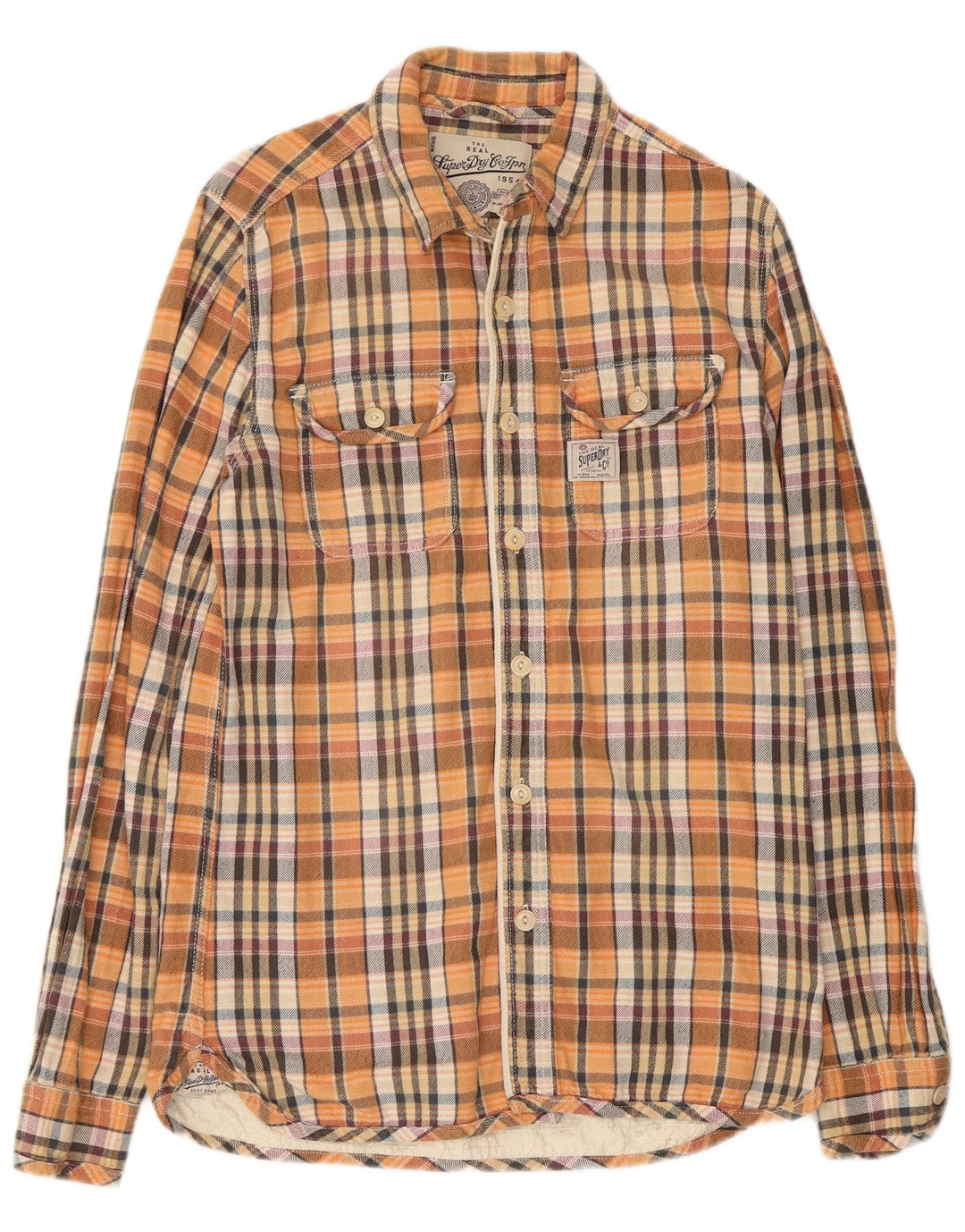 Cămașă de flanel pentru bărbați Superdry, bumbac cu carouri multicolore