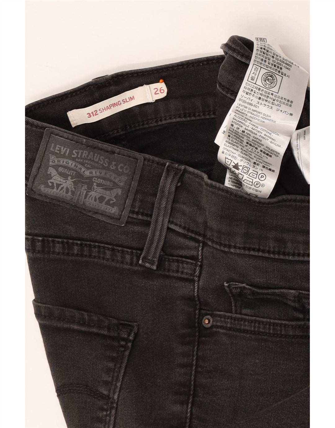 Blugi 312 Shaping Slim LEVI'S pentru femei W26 L30 bumbac gri