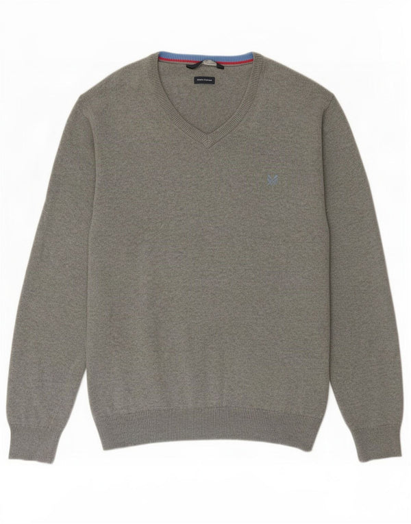 J. Crew Pulover cu decolteu în V pentru bărbați, bumbac gri 2XL