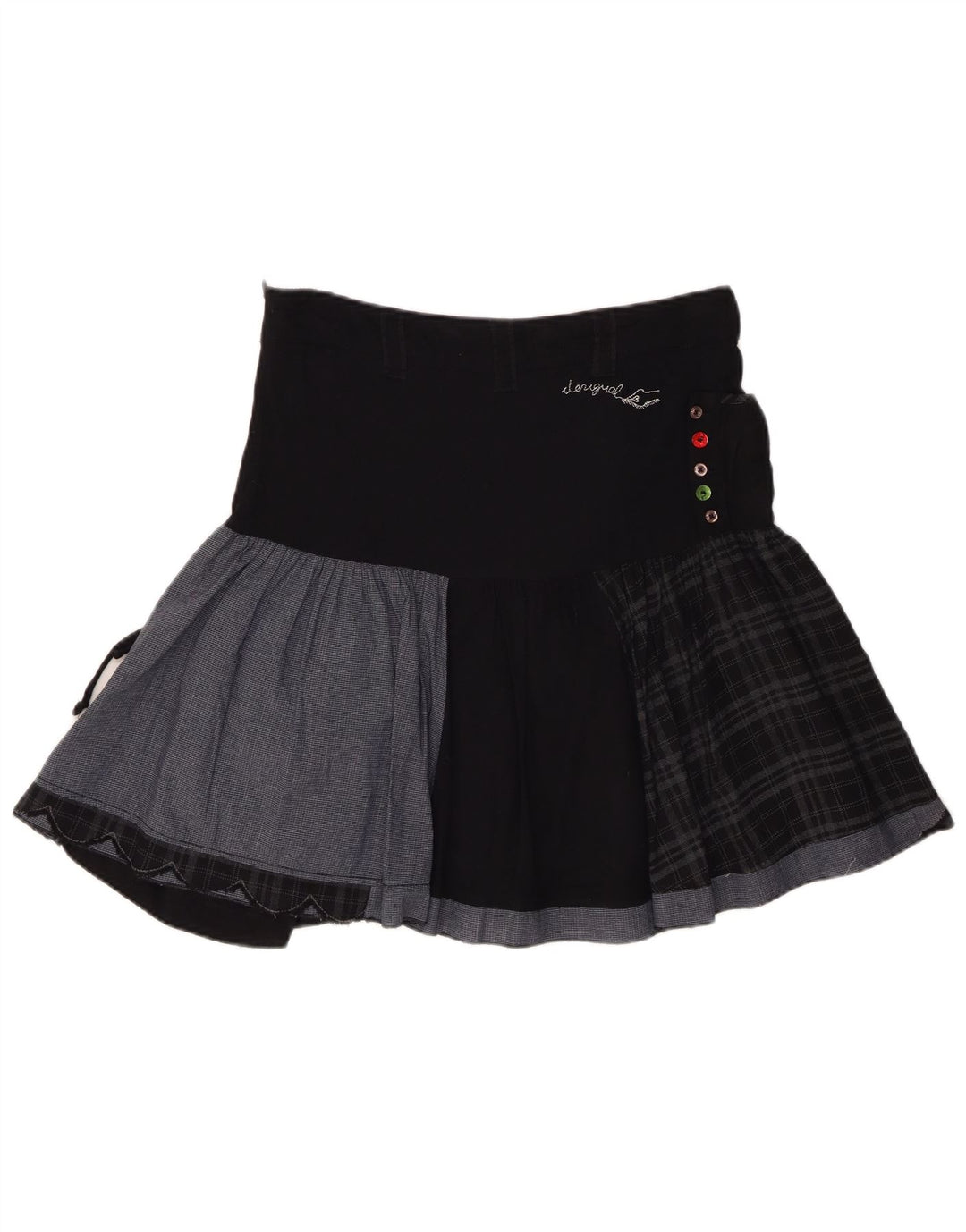 Fusta Mini Desigual Femei EU 38 Medium W30 Negru Patchwork Viscoza