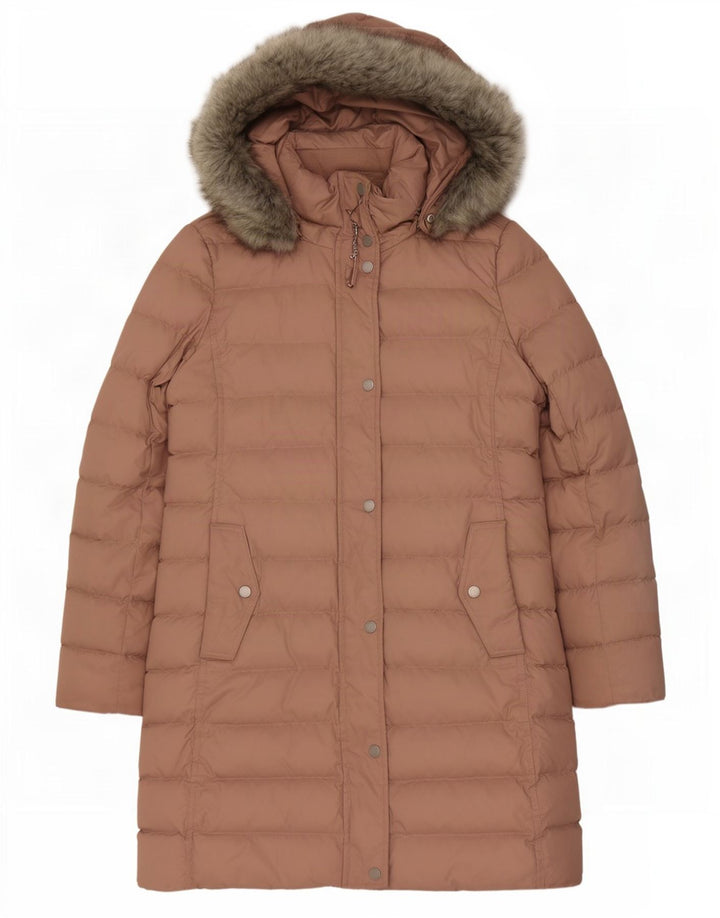 Palton căptușit cu glugă pentru femei Tommy Hilfiger UK 14, mare, roz, poliester