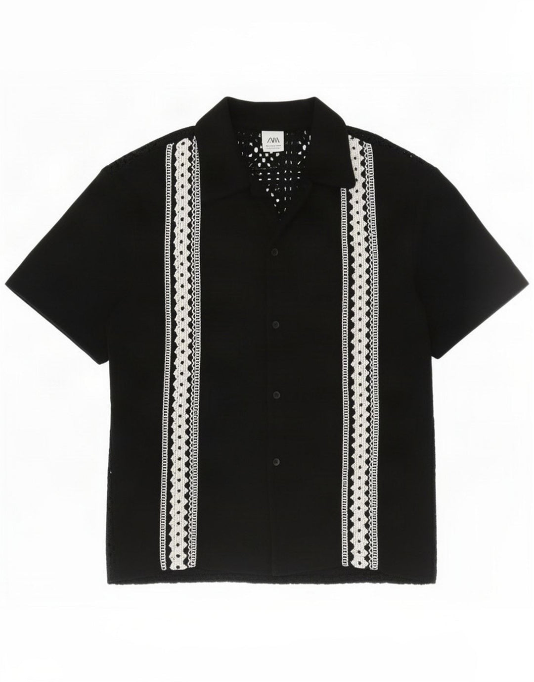 Cămașă cu mânecă scurtă pentru bărbați Zara Mic Negru Geometric