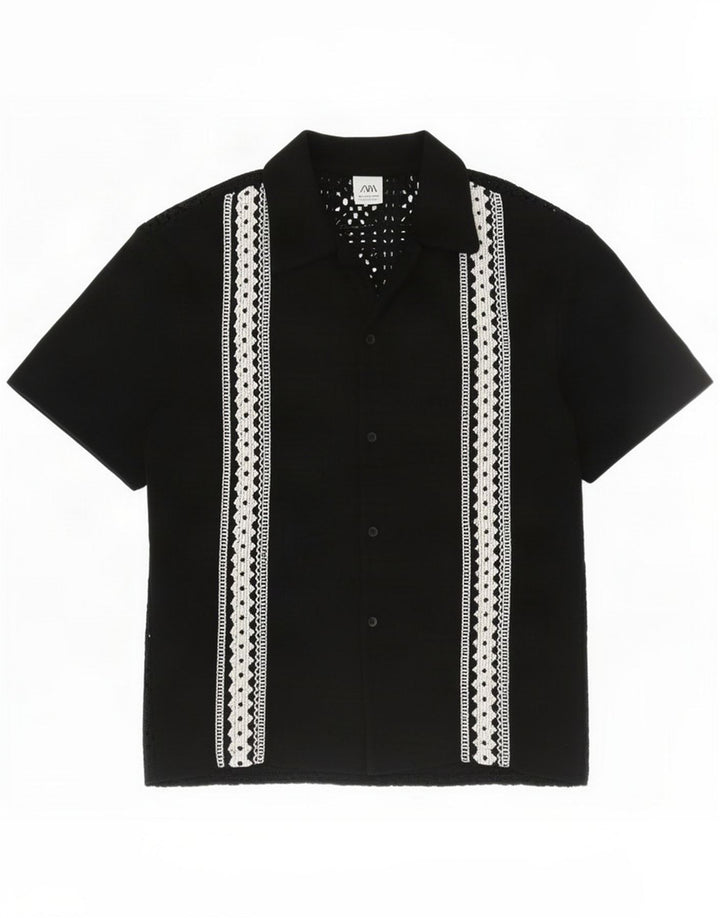 Cămașă cu mânecă scurtă pentru bărbați Zara Mic Negru Geometric