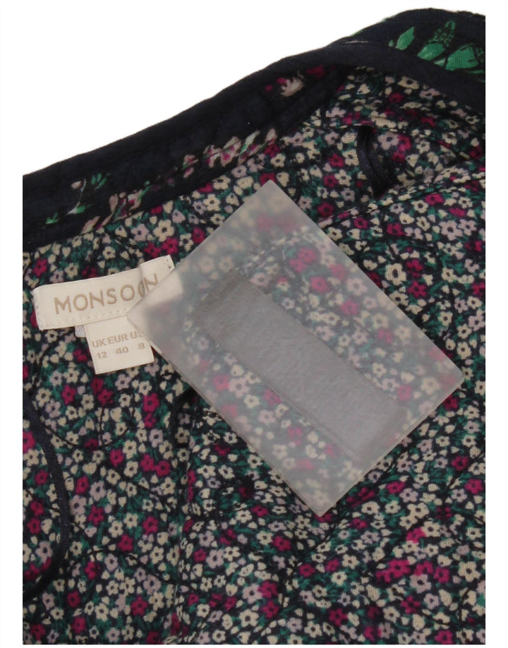 Jachetă Blazer deschisă pentru femei Monsoon UK 12 Medium Bluemarin Floral Bumbac