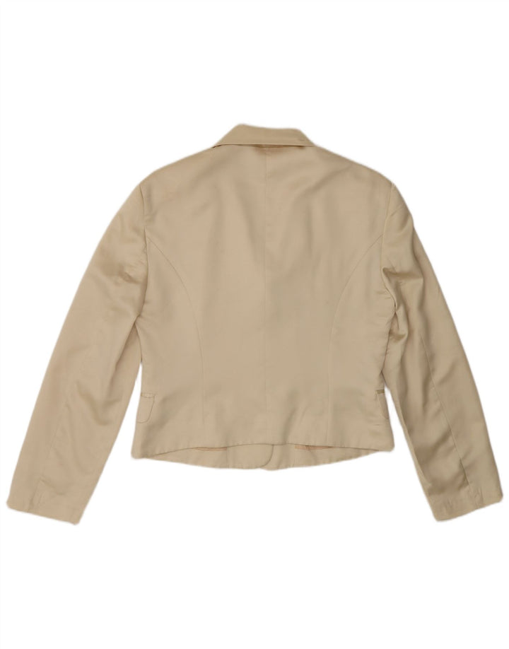 Jachetă Benetton pentru femei Crop cu 3 nasturi, IT 44 Poliester Bej Mediu