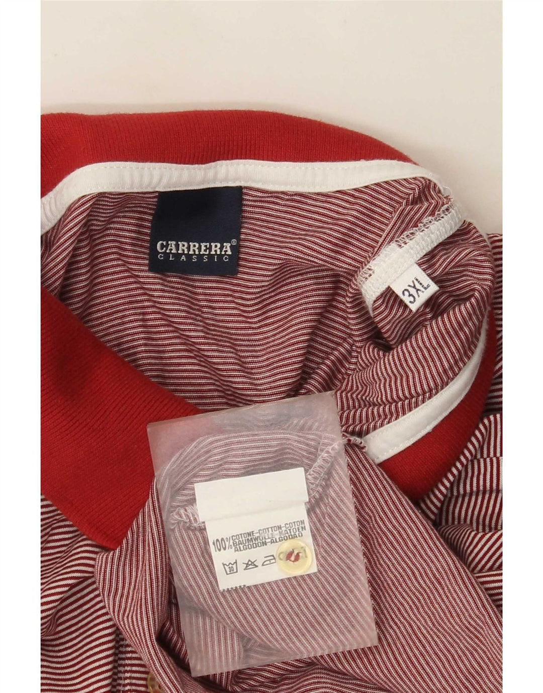 Cămașă polo pentru bărbați Carrera 3XL bumbac cu dungi roșii