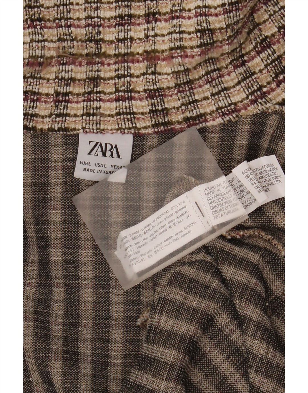 Pulover cardigan pentru bărbați Zara, mare, în carouri, bej, poliester