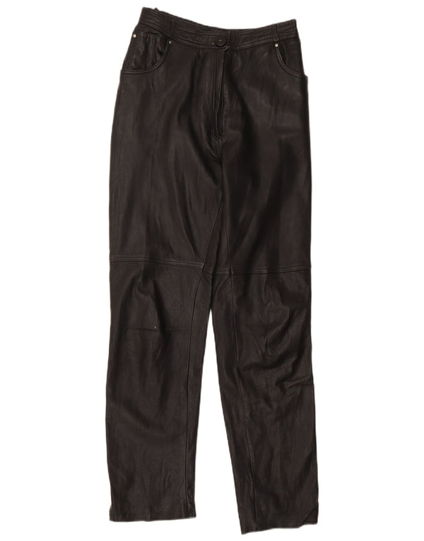 Pantaloni din piele vintage pentru femei cu talie înaltă EU 40 Medium W28 L31 Negru