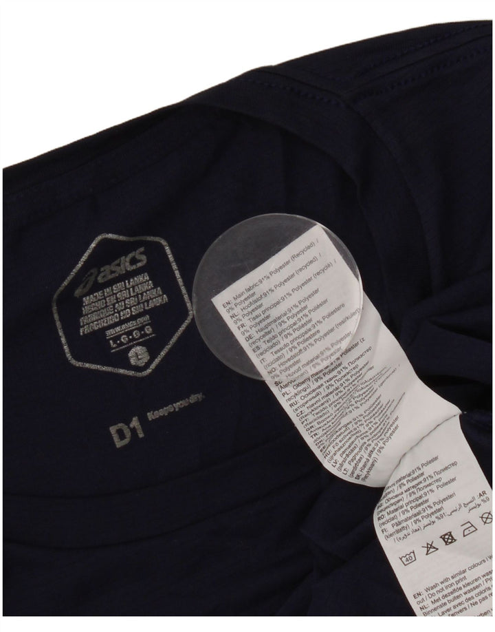 Tricou grafic Asics pentru bărbați Top mare din poliester bleumarin