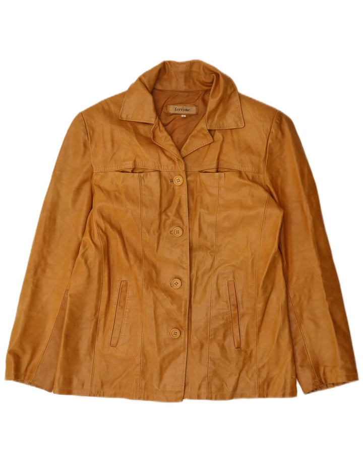 Geacă de piele pentru femei FERRONE UK 16, mare, maro, din piele