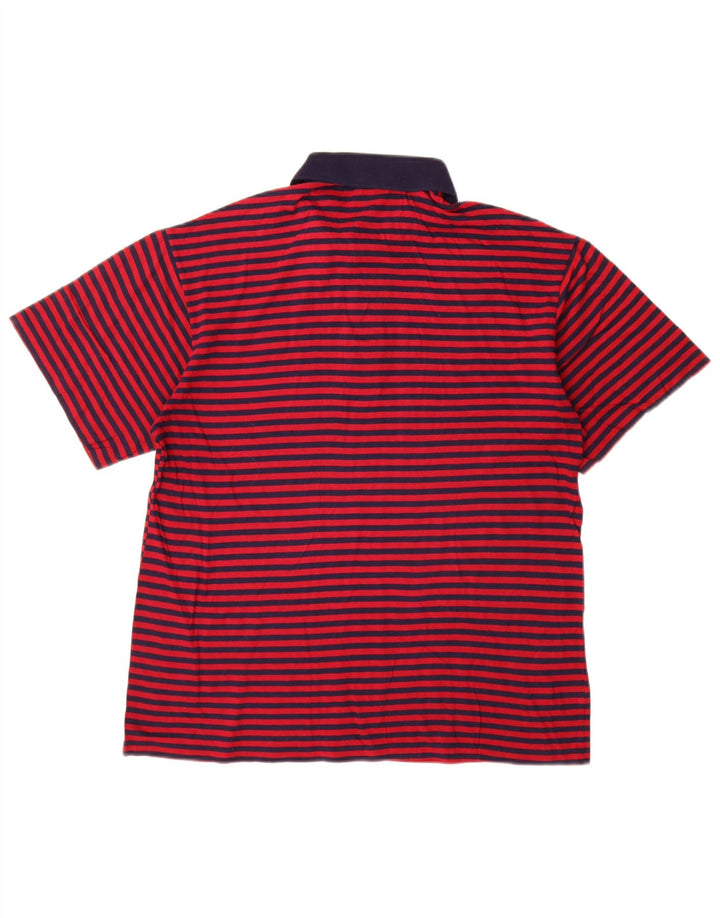 Tricou polo Lacoste pentru bărbați, mărimea 4, bumbac cu dungi roșii medii