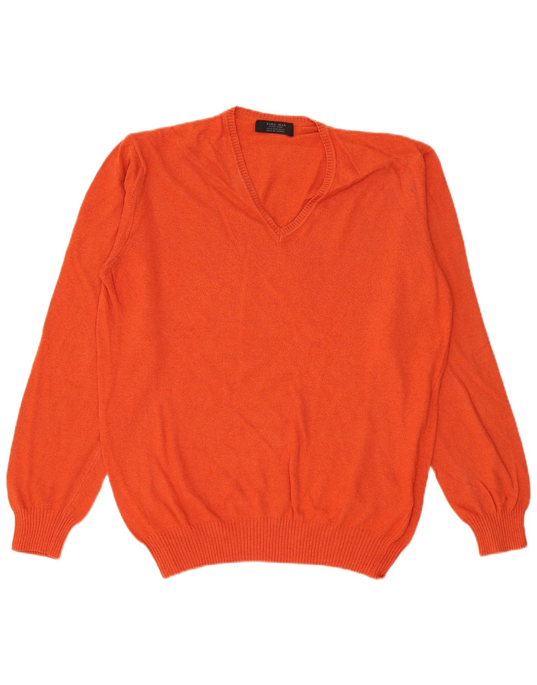 Pulover pentru bărbați Zara, cu decolteu în V, XL, viscoză portocalie