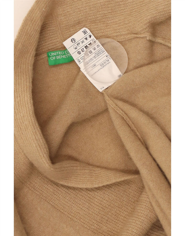 Pulover cardigan deschis pentru femei Benetton UK 16 Lână mare bej
