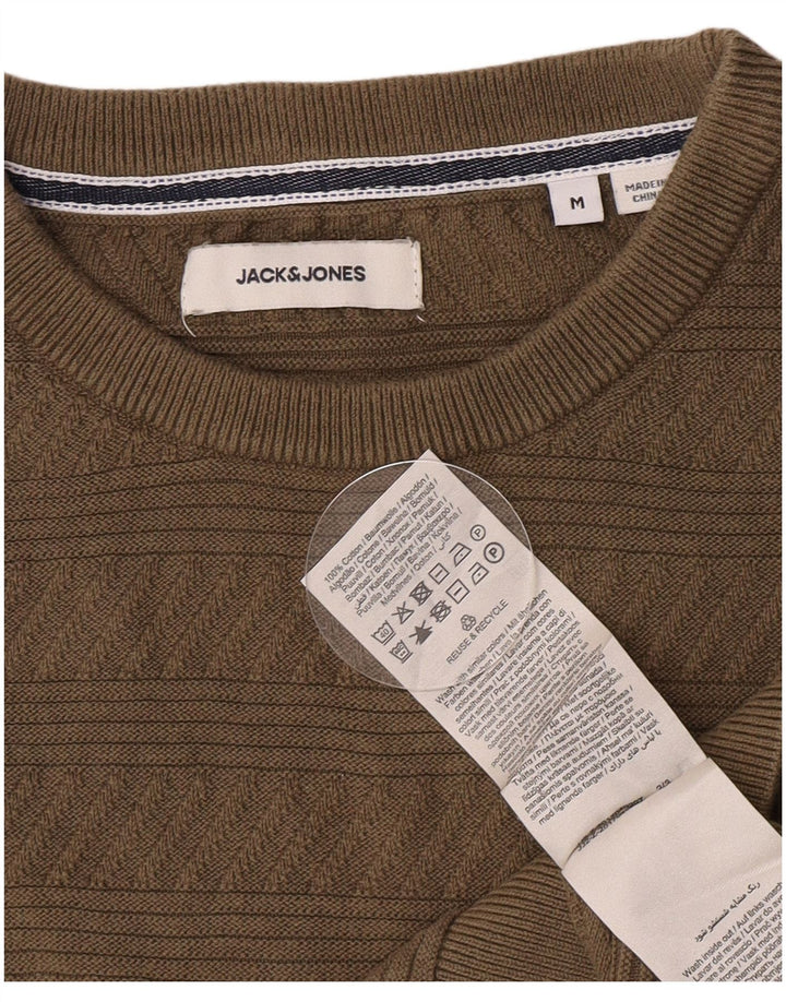 Pulover Jack & Jones pentru bărbați, cu gât crew, bumbac geometric verde mediu