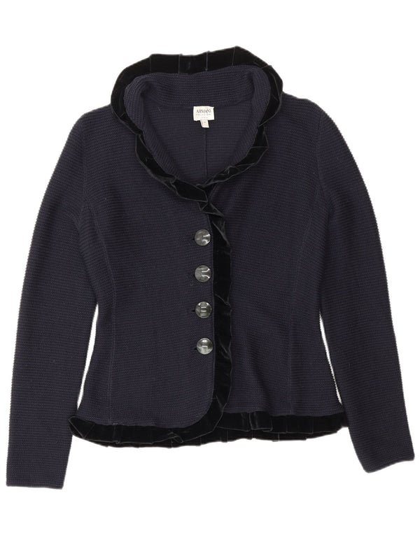 ARMANI Pulover cardigan cu volane în față pentru femei IT 42 Medium Bleumarin