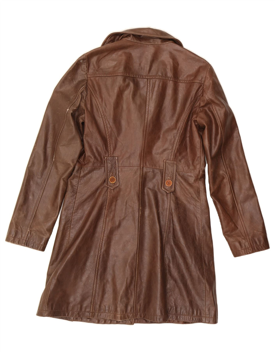 MAX & CO. Womens Leather Coat UK 14 Medium Brown Leather Vintage Max & Co. and Second-Hand Max & Co. from Messina Hembry 