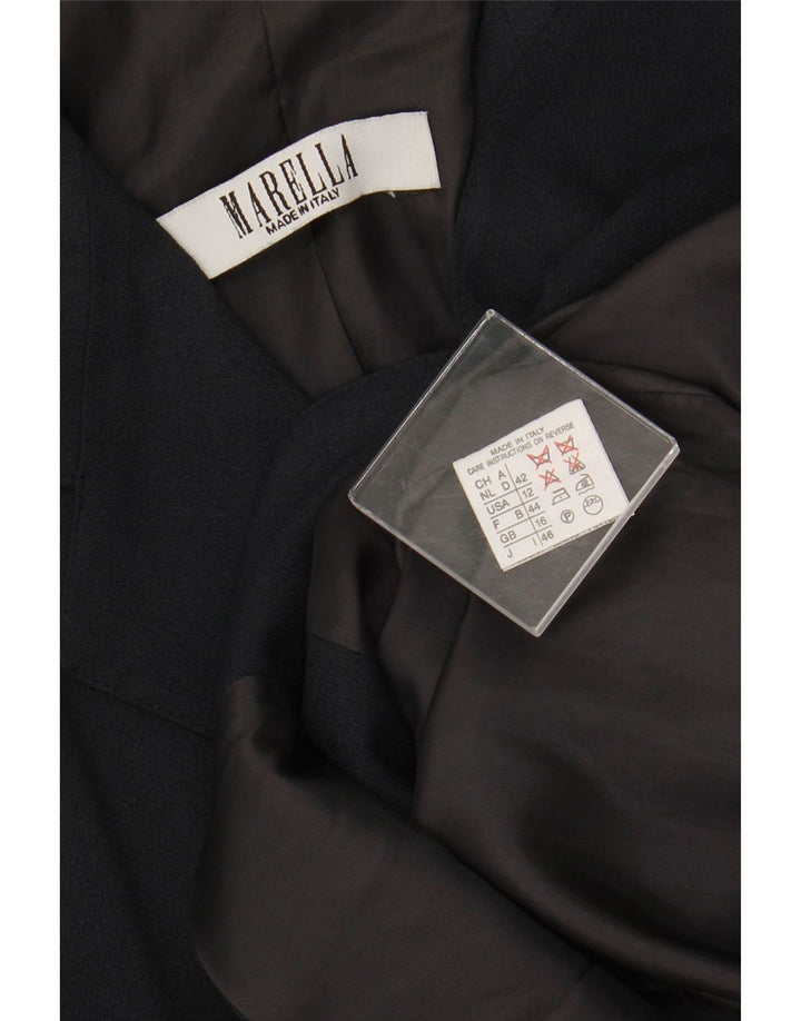 MARELLA Jachetă Blazer pentru femei cu 4 nasturi UK 16 mare, albastru bleumarin, viscoză