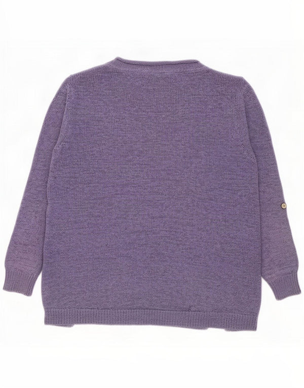 White Stuff Pulover cu gât de barcă pentru femei UK 14 Large Purple Linen