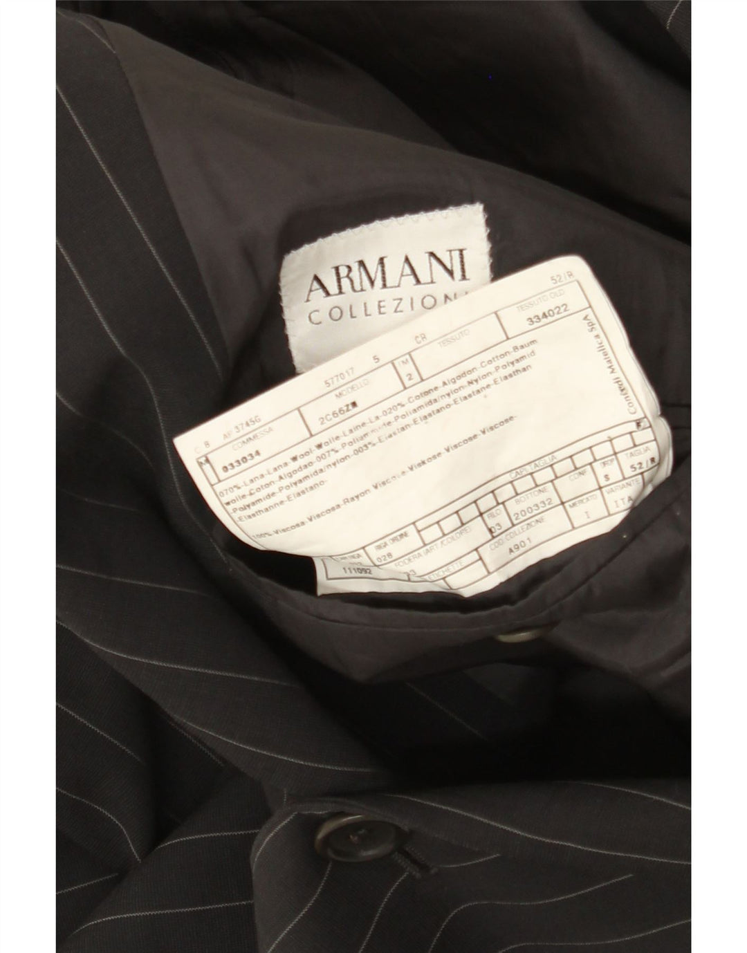 Blazer Armani Collezioni pentru bărbați, cu 3 nasturi, IT 52, mare, negru, cu dungi
