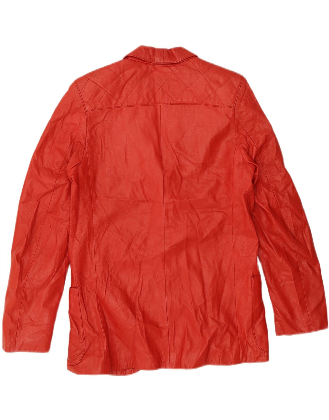 VINTAGE Womens 2 Button Leather Blazer Jacket IT 42 Medium Red Leather