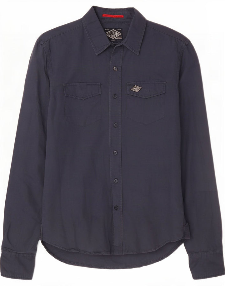 Cămașă pentru bărbați Superdry, mare, albastru, bumbac
