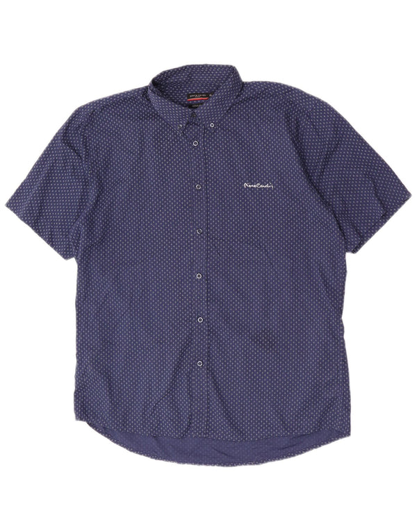 Cămașă cu mânecă scurtă pentru bărbați Pierre Cardin, cu formă normală, XL, bleumarin, geometrică