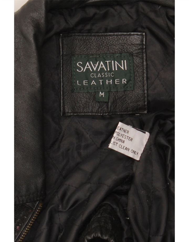 Jachetă de piele vintage pentru bărbați UK 38 Medium Black Leather