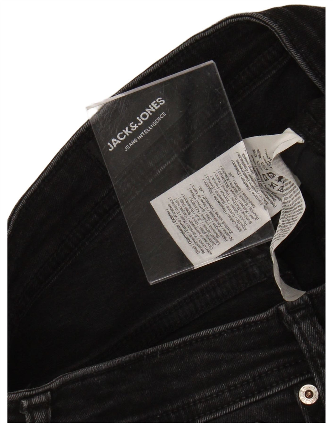 Blugi skinny pentru bărbați Jack & Jones Distressed W32 L32 bumbac negru