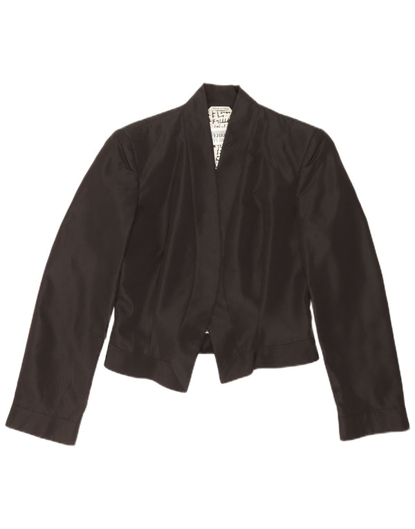 Jachetă Blazer deschisă pentru femei Gianfranco Ferre UK 10 Acetat negru mic