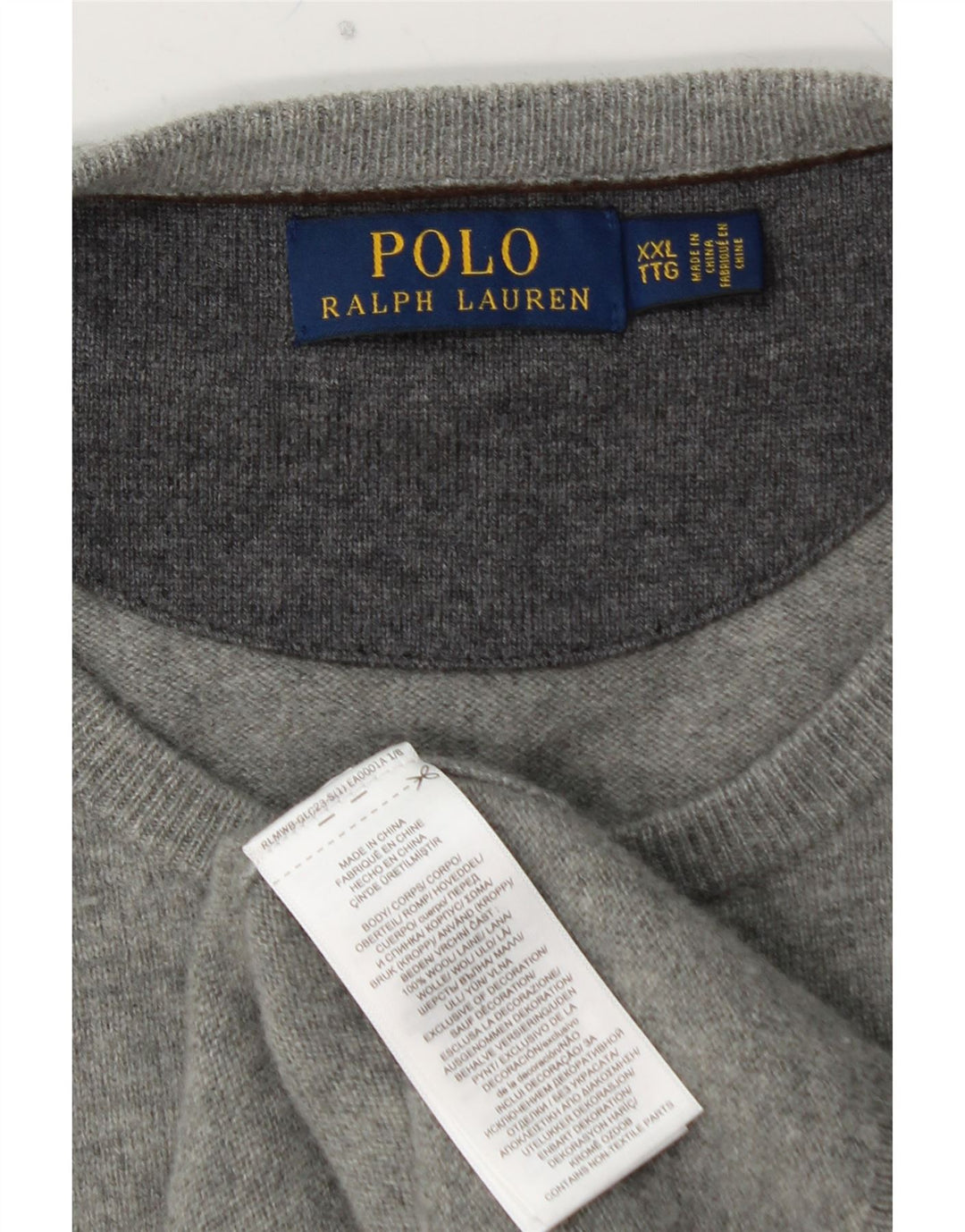 POLO RALPH LAUREN Pulover pentru bărbați cu gât crew, 2XL, lână gri
