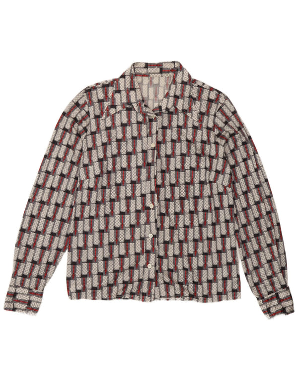 Cămașă vintage pentru femei UK 16 mare, multicoloră, geometrică