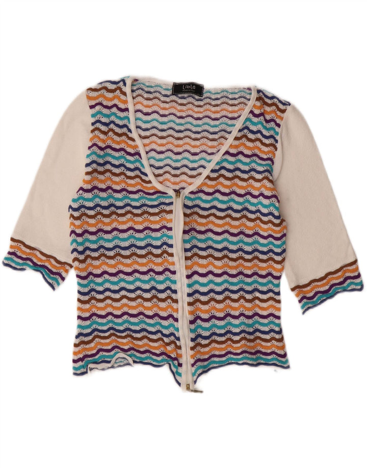 LIOLA Womens See Through Cardigan Sweater UK 10 Small Multicoloured Vintage Liola and Second-Hand Liola from Messina Hembry 