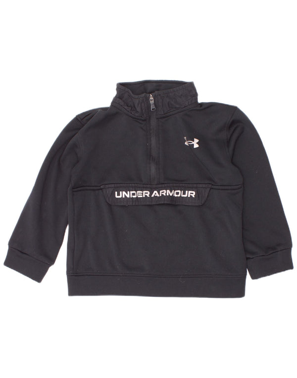 Pulover pentru băieți Under Armour, cu grafic, cu fermoar și gât, 2-3 ani, negru