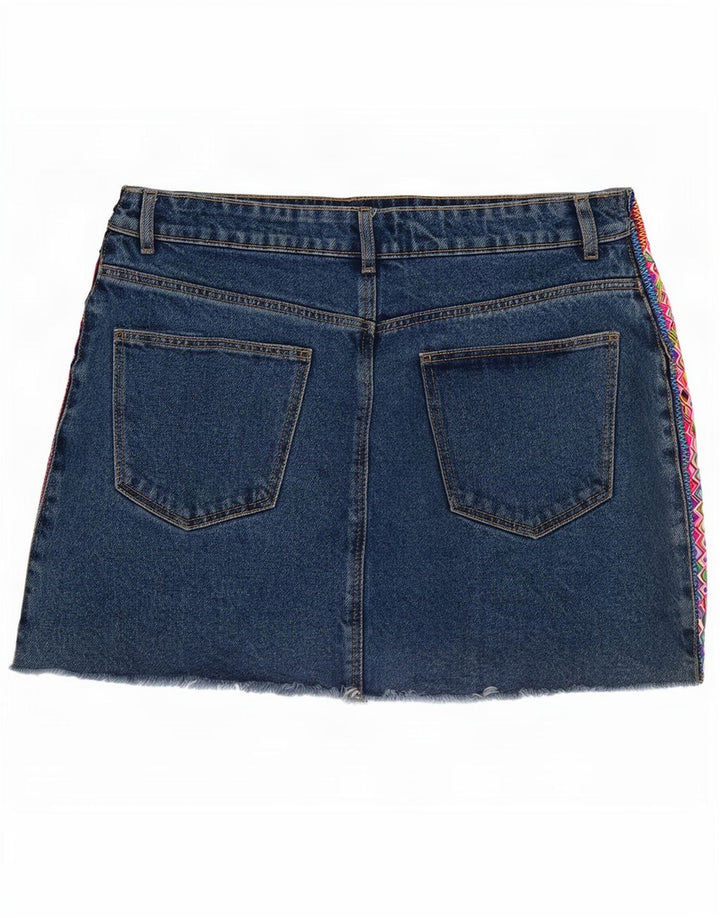Fusta Mini Denim Zara Femei Mediu W28 Albastru Geometric