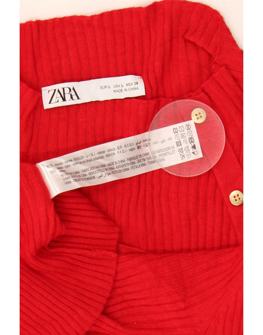 Pulover cu gât țestoasă pentru femei Zara UK 14 Viscoză mare roșie