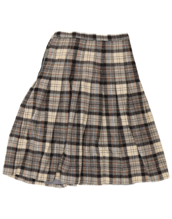 Fusta plisată cu cuțit cu talie înaltă pentru femei vintage UK 12 Medium W24 Grey Check