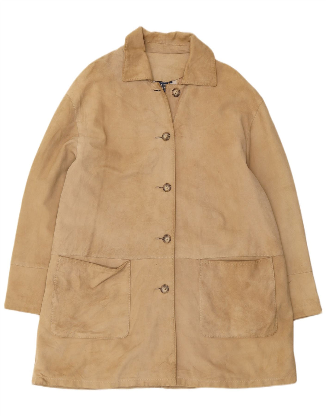 Pardesiu din piele intoarsa pentru femei VINTAGE IT 46 mare, bej, piele