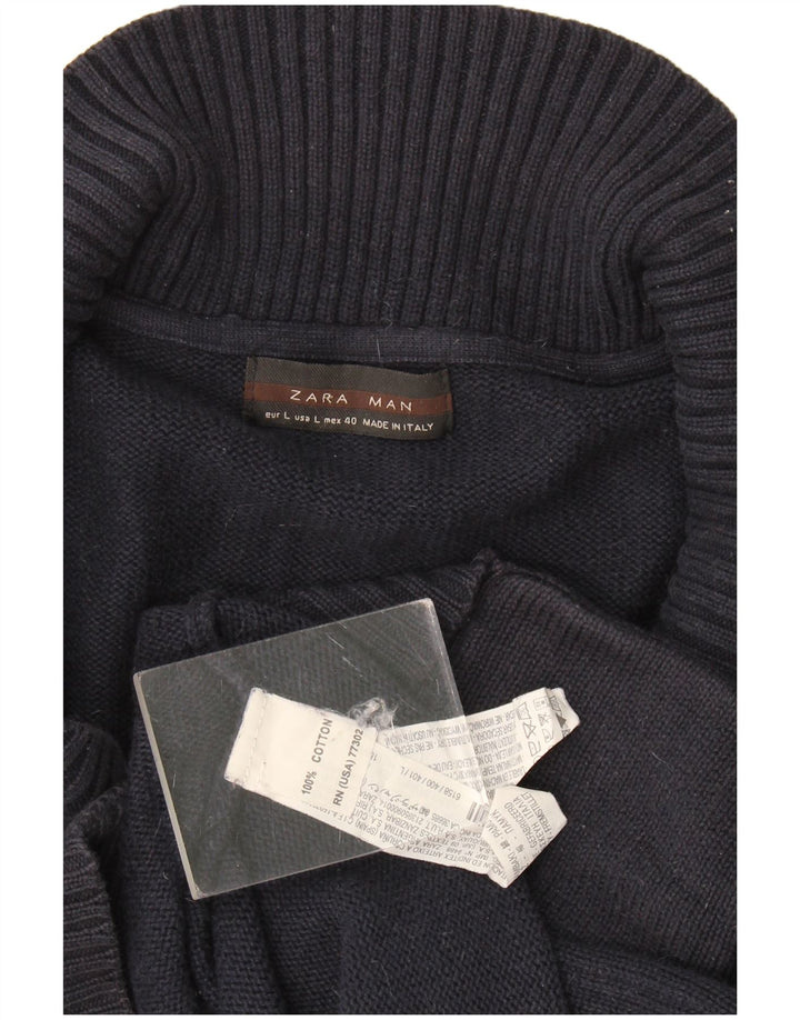 Pulover cardigan pentru bărbați Zara, mare, bleumarin, bumbac