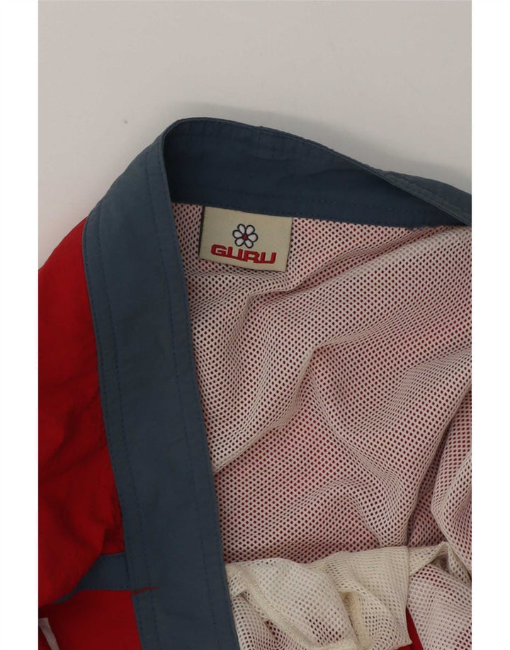 Pantaloni scurți de înot cu grafică Guru pentru bărbați, roșii mari, blocuri de culoare