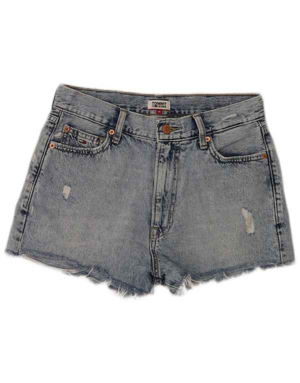 Pantaloni scurți din denim învechit pentru femei cu talie înaltă Tommy Hilfiger W28 albastru mediu