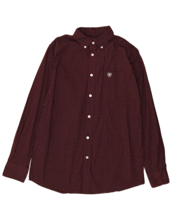 Cămașă Ariat Băieți 15-16 Ani XL Bumbac Pete Bordeaux