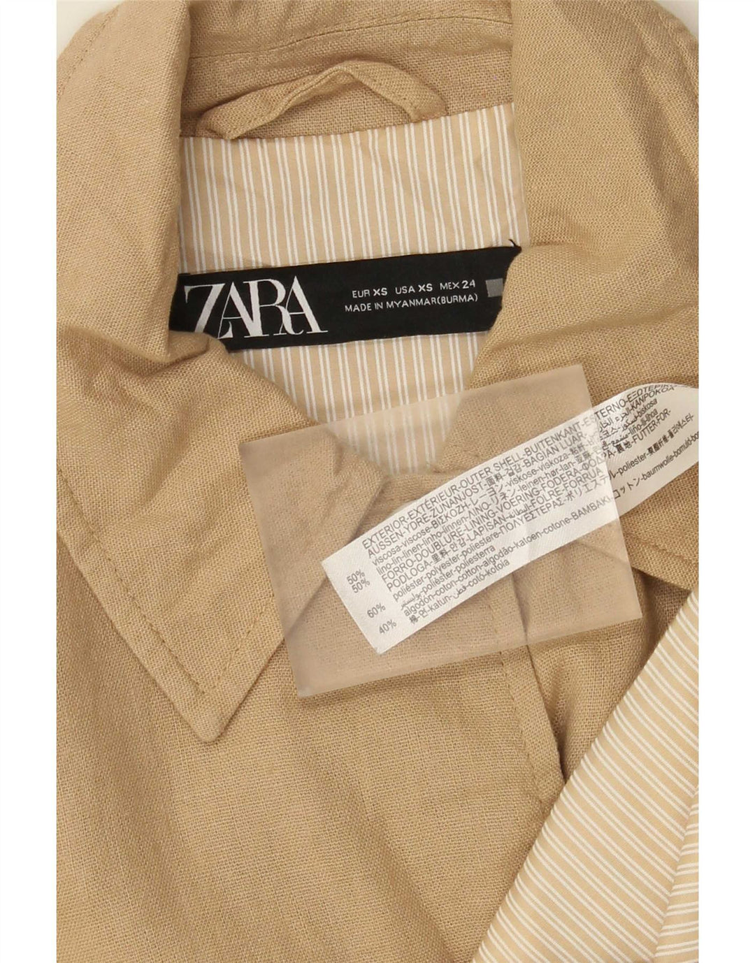 Bomber supradimensionat pentru femei Zara UK 6 XS Bej, viscoză