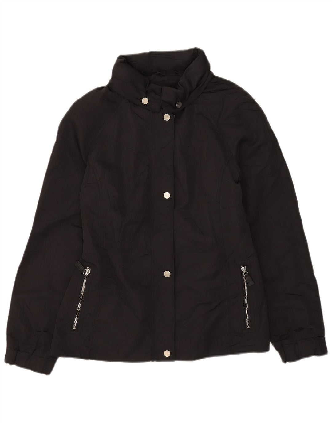 Jachetă de vânt cu glugă Massimo Dutti pentru femei UK 14 Poliester mediu negru