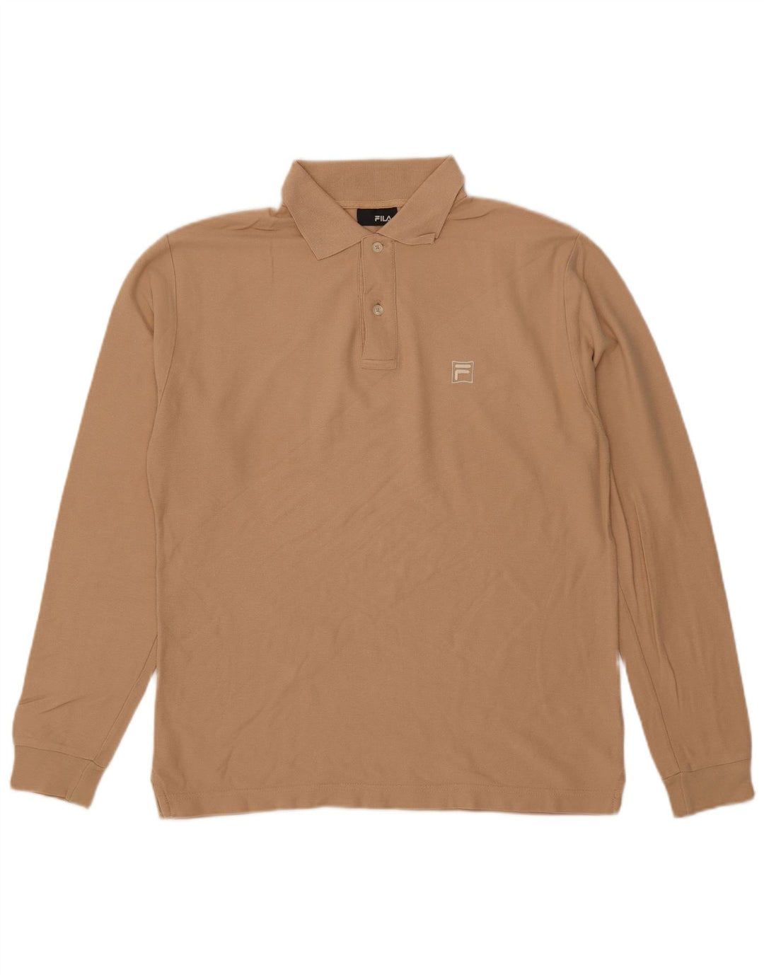 Tricou polo Fila pentru bărbați cu mânecă lungă, bumbac mediu bej
