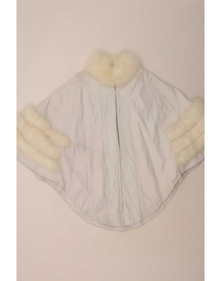 Palton din piele vintage pentru femei, UK 18 XL, alb